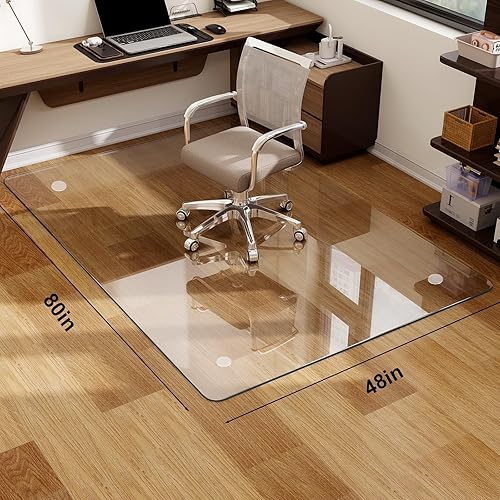Miniatura 60 de Tapete para silla de 36 x 46 pulgadas, tapete para silla de oficina, tapete de vidrio templado para el hogar, oficina, alfombra, tapete transparente