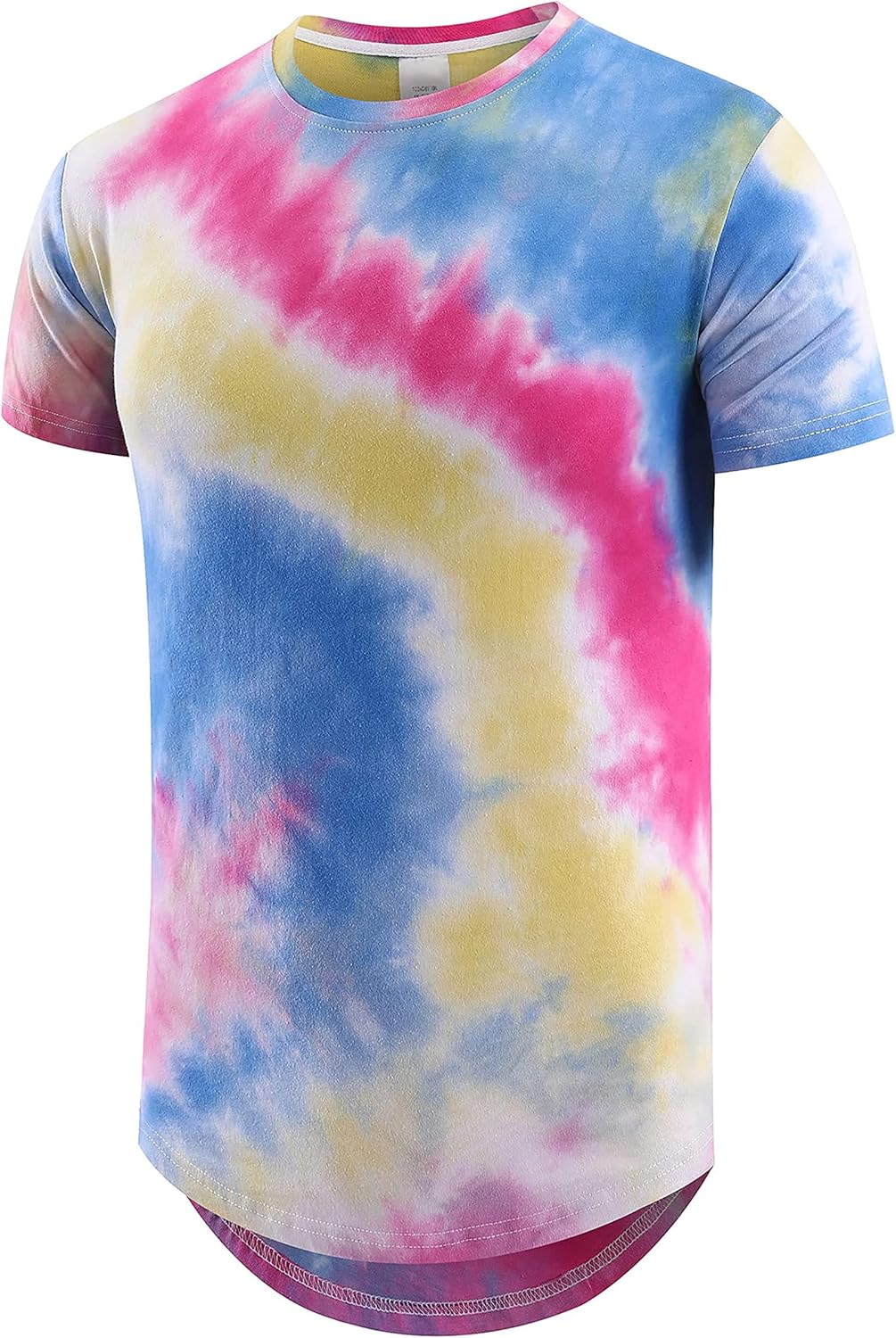 TUEBARR Camisetas hipster de teñido anudado para hombre, 100 % algodón con dobladillo redondo y teñido anudado para hombre