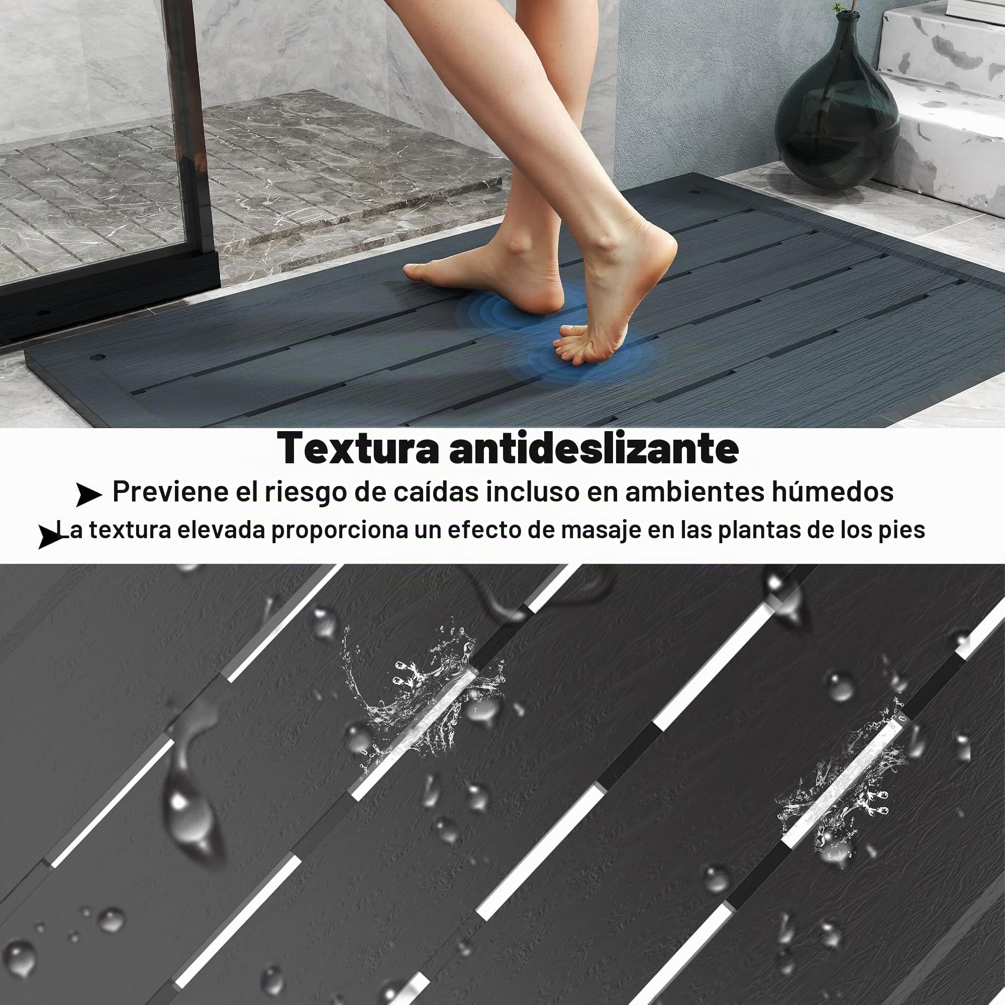 FIVMEN Elemento de Suelo de Plástico para Ducha Solar y Jardín, Placa Antideslizante con Protección UV, para Piscina y Escalera, 100 x 65 x 4 cm