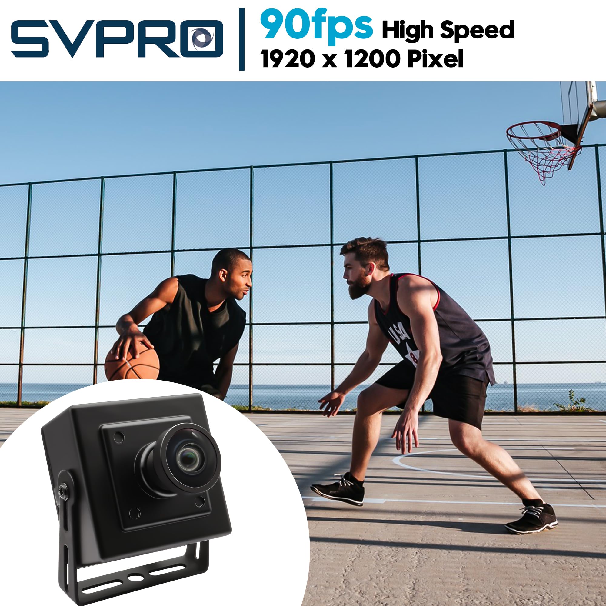 SVPRO Global Shutter - Fotocamera USB 1200P 90 fps, ad alta velocità, grandangolo senza distorsioni, USB Plug and Play per computer portatile