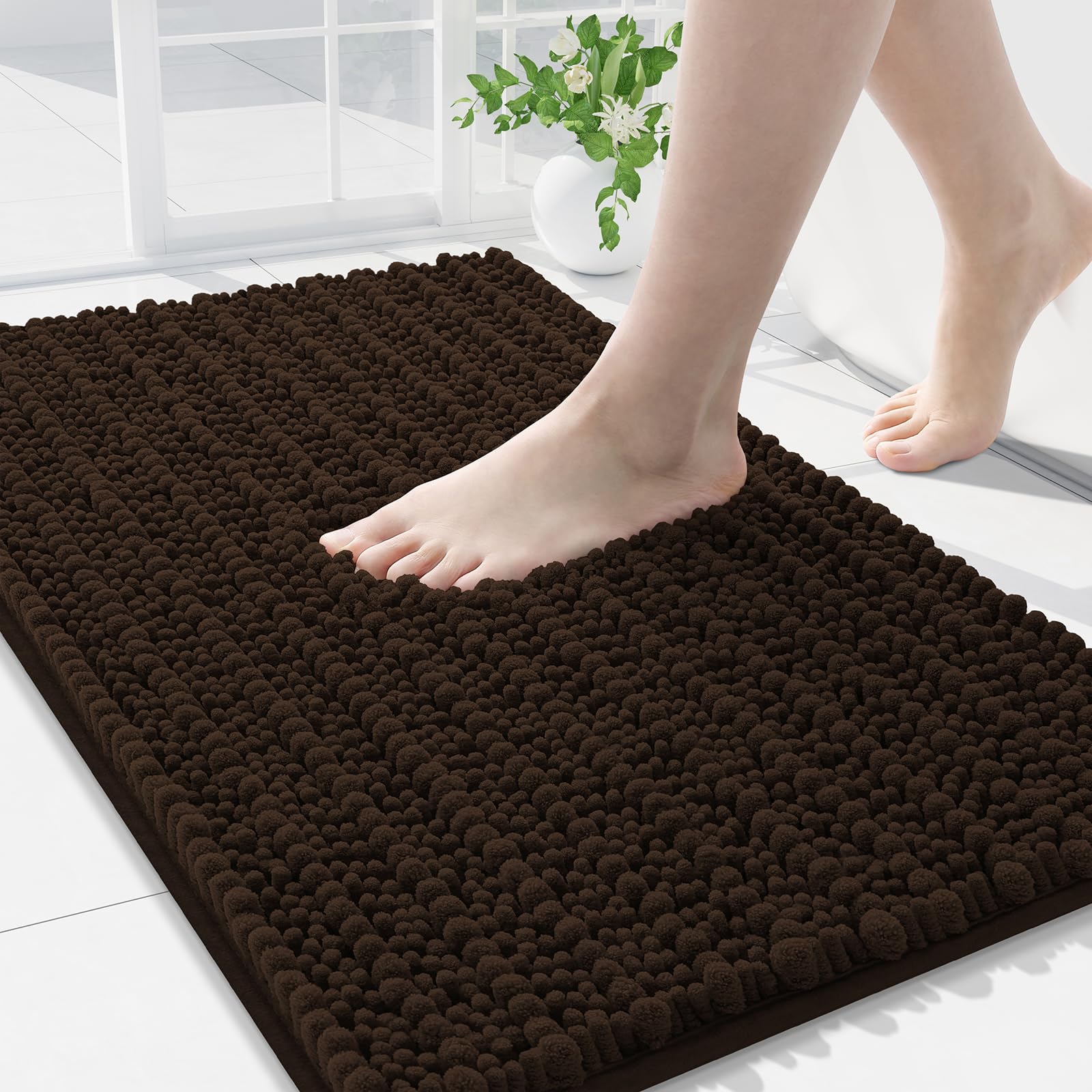 Arotive Luxury Chenille Bathroom Rug Mat, Extra Soft Thick Absorbent Shaggy Bath Rugs, Non-Slip Machine Wash Dry, Plush Bath Mats for Bathroom, Shower