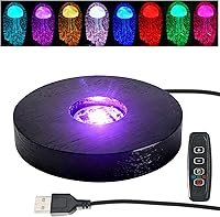 FuoiCorn 4-Inch LED Light Base with Timer, Multi-Color Lights & 10 Brightness Levels for Crystal Art Display - Solid Wood Black