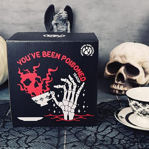 Miniatura 5 de Juego de taza de té y platillo con texto en inglés "You've Been Poisoned", regalos góticos para mujeres, espeluznantes, regalos divertidos para
