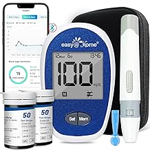 Easy@Home Blood Glucose Monitor Kit GlucoseEase Blood Sugar Testing Kit with 100 Glucometer Strips and 100 Blood Lancets   Not Bluetooth Enabled   Portable Diabetes Testing Kit for Home Use EBG-100SL