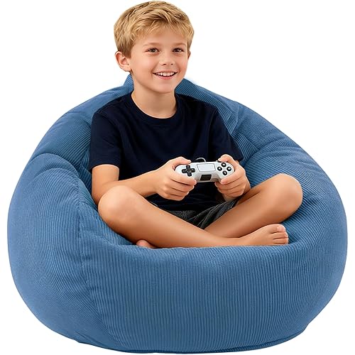 LPMOERA Bean Bag Chair Memory Foam Bean Bag Chairs for Kids/Teens with Filling Round Kids Bean Bag Chair for Living Room Bedroom College Dorm Reading Chair