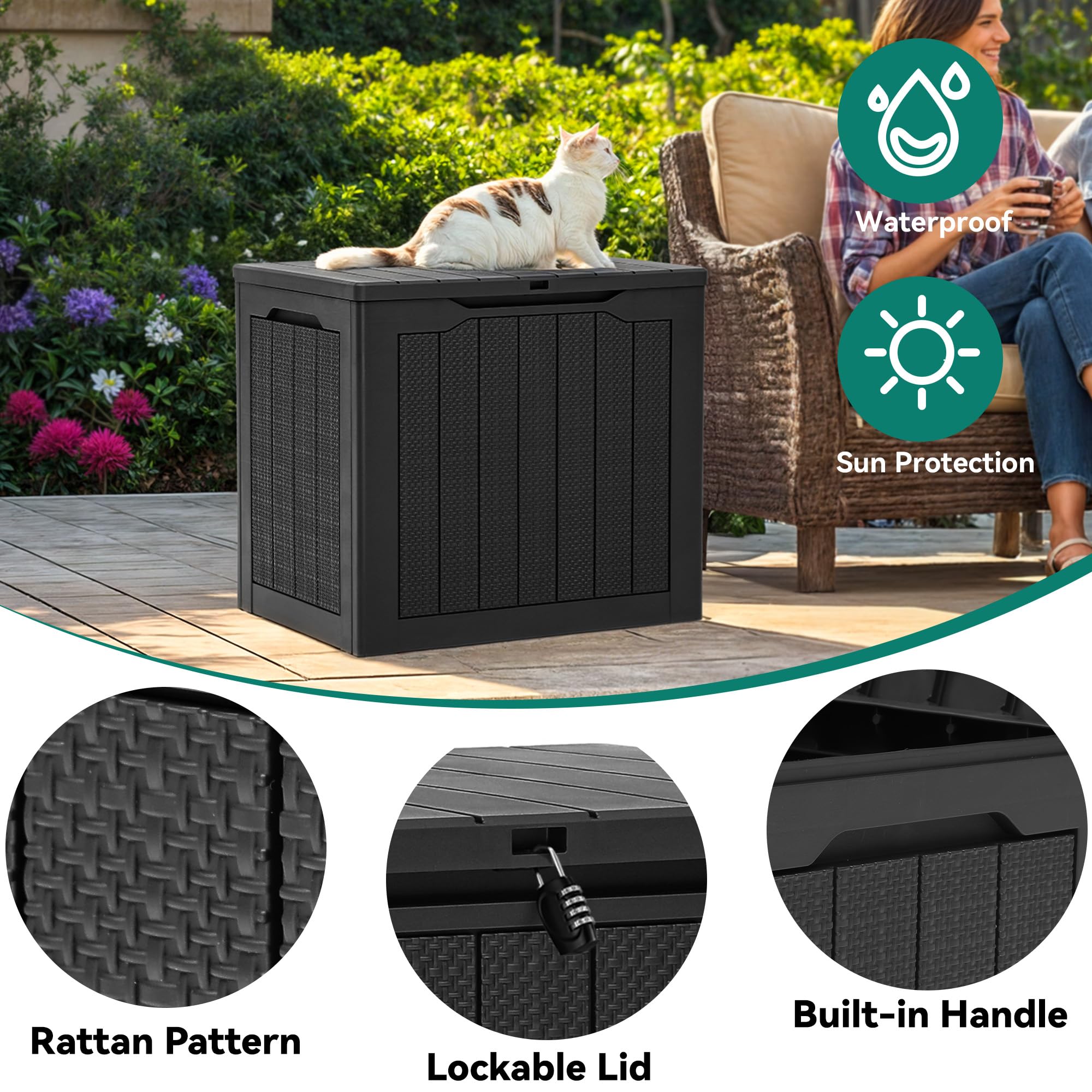 Outside Rattan Storage Snapklik.com : 30 Gallon Resin Deck Box, Weather Resistant Outdoor ...