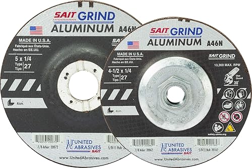 Miniatura 2 de United Abrasives-SAIT 20088 A46N - Muela abrasiva de aluminio (tipo 27centro deprimido) 7" x 14" x 58-11", paquete de 10