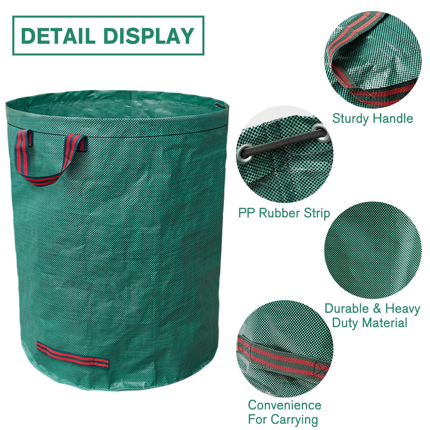 TerCasa - Sacco per rifiuti da giardino, 4 pezzi, 272 l, altezza 76 cm