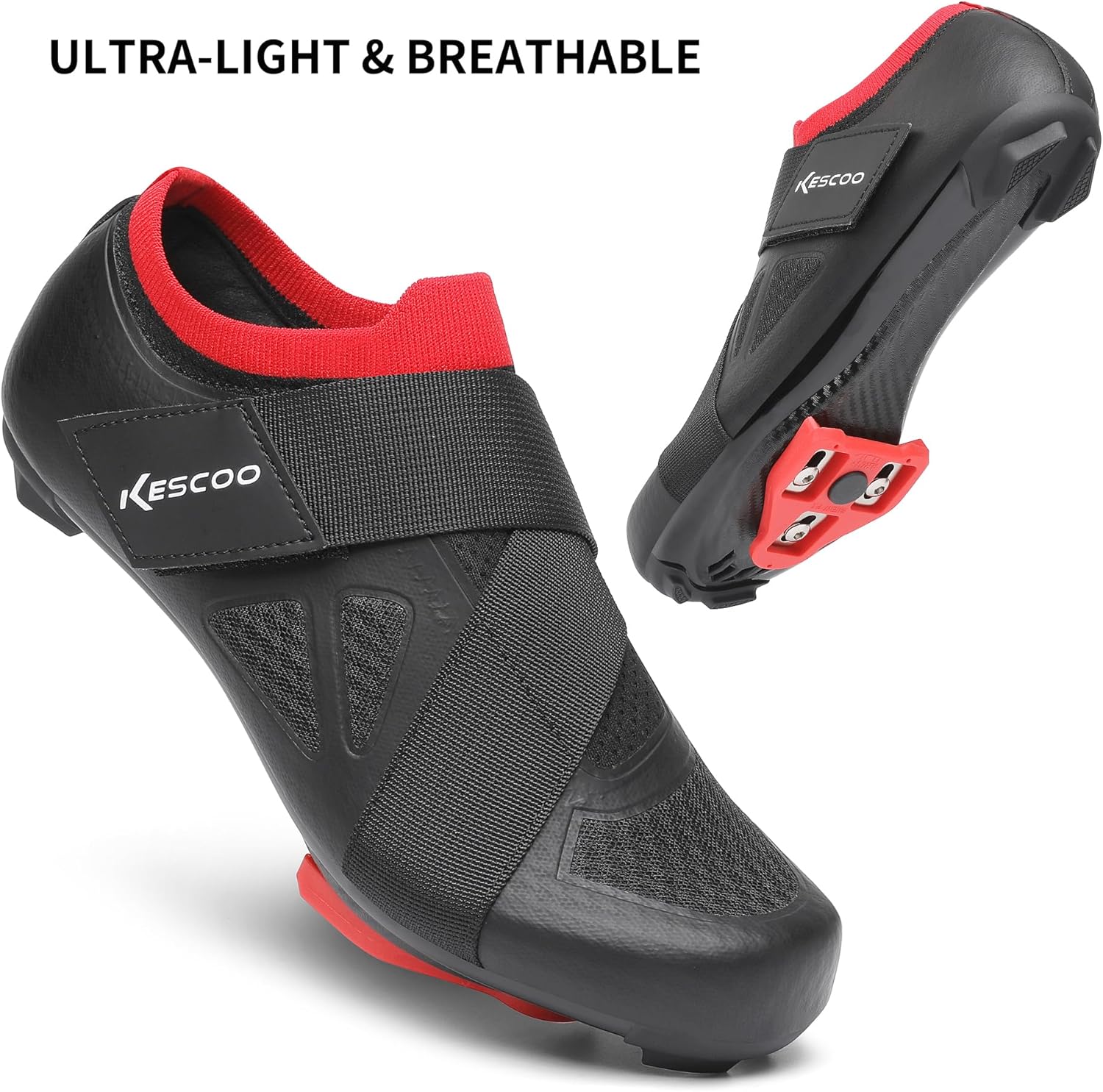 KESCOO Unisex Cycling Shoes Compatible with Peloton Bike & SPD Indoor Outdoor Road Bike Cycling Shoe for Men Women, 1 Hook and Loop Strap, with Delta Cleats - Image 5