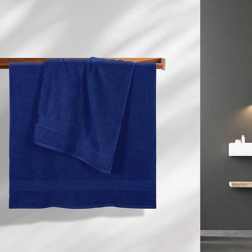 Miniatura 2 de Belizzi Home Juego de 2 toallas de baño de algodón de gran tamaño de 28 x 55 pulgadas, toallas de baño grandes, ultra absorbentes, compactas, de