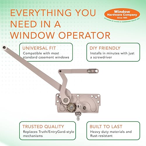 Miniatura 5 de EntryGard - Manivela de ventana de 4-716 pulgadas 20810  Serie N 15 de doble brazo  Reemplazo de manivela de ventana  E-Gard, mano izquierda