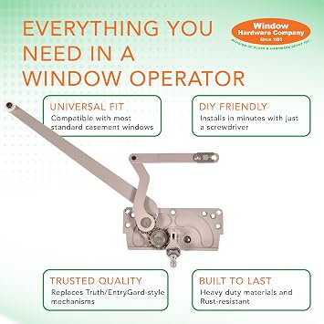 EntryGard 4-7/16 Window Crank Handle 20810 | No. 15 Series Dual-Arm Casement | Window Crank Replacement | E-Gard, Left Hand