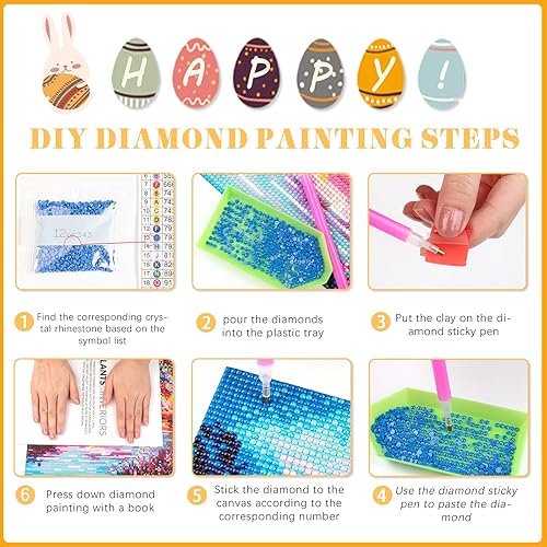 Miniatura 7 de LazyFold Kits de pintura de diamantes para el Día de la Independencia, kit de pintura de diamante 5D rojo para adultos principiantes, kit de arte de