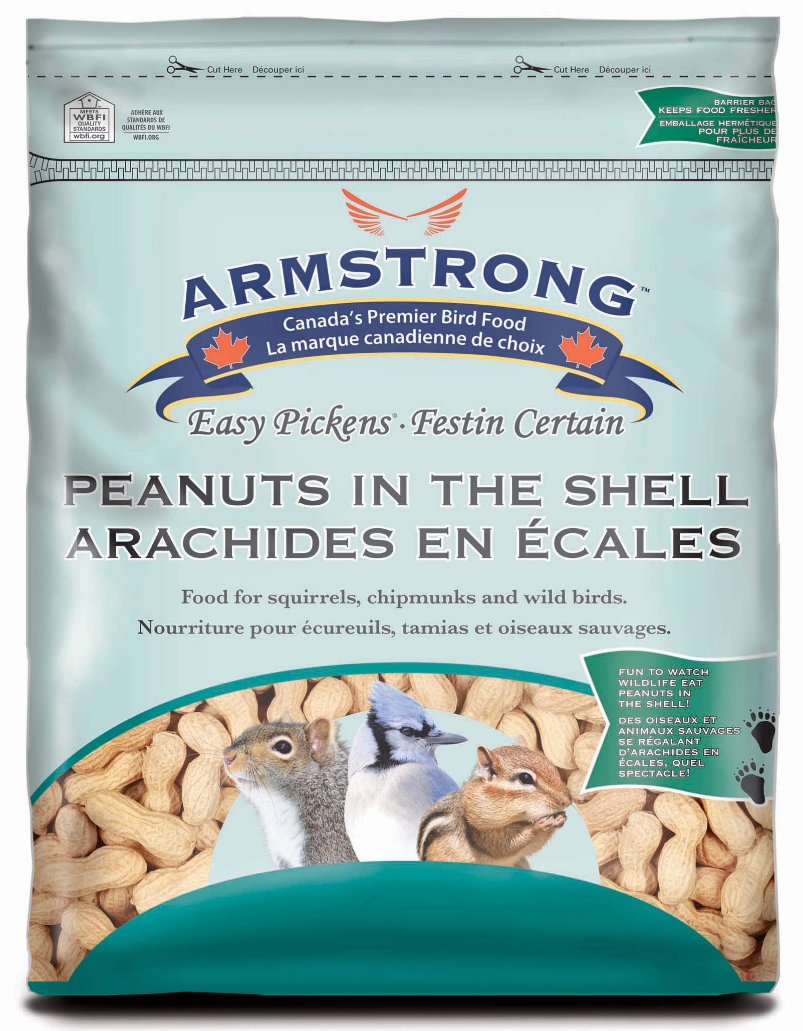Armstrong Bird Food Peanuts-in-Shell, 3 Pounds - for Blue Jays, Eastern Grey Squirrels and Eastern Chipmunks for Outside Feeders