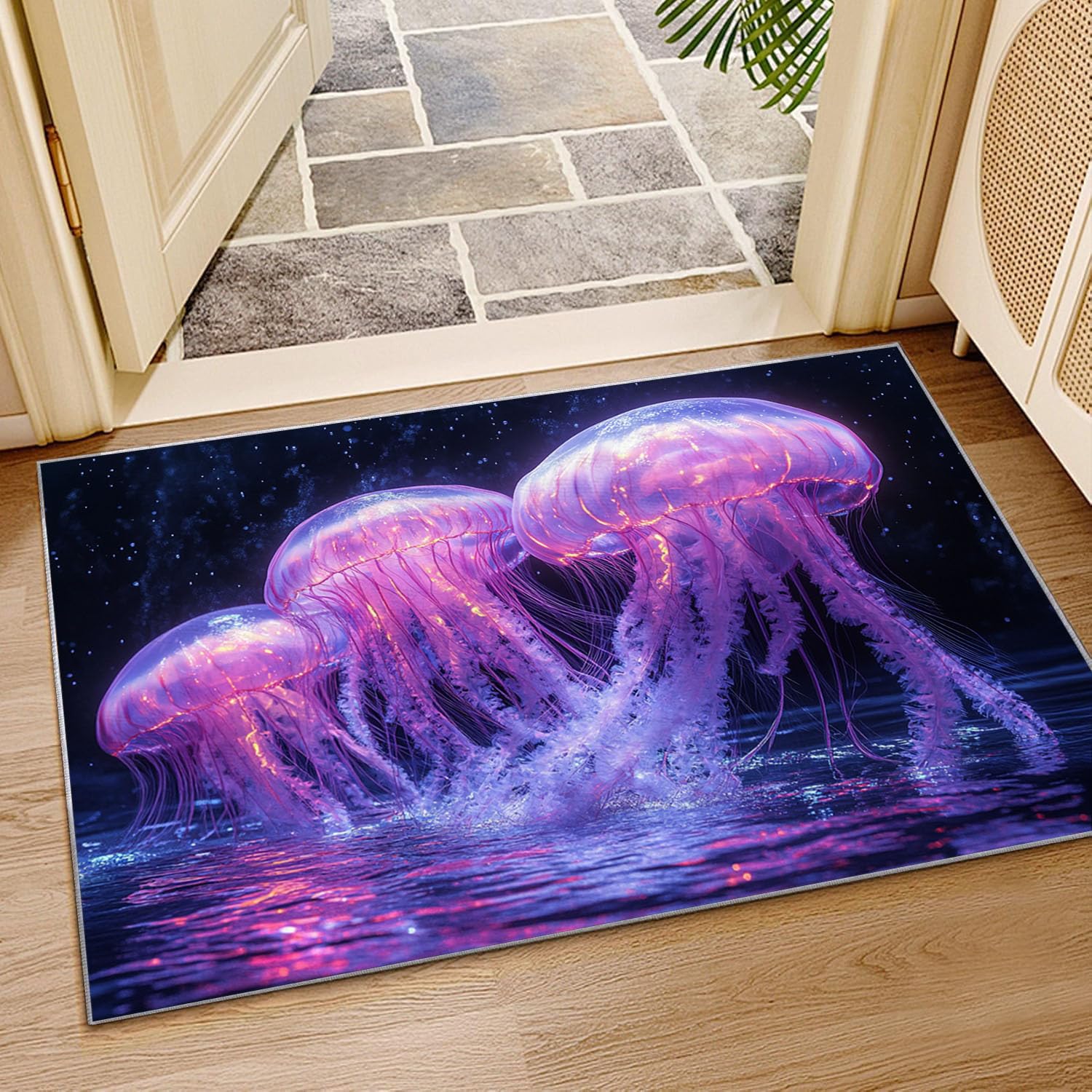 Tapis Bleu Canard Méduse Tapis Salon - Grande Taille de Poils Ras - Moquette pour Le Salon et la Chambre à Coucher - Lavable en Machine Antidérapant(Bleu 71)-120x150cm