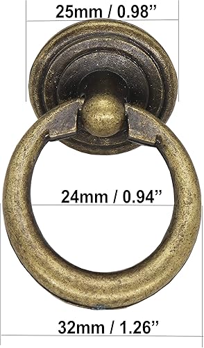 Miniatura 2 de binifiMux Tiradores antiguos de bronce con un solo agujero, 8 piezas, estilo vintage, para armario, aparador, muebles