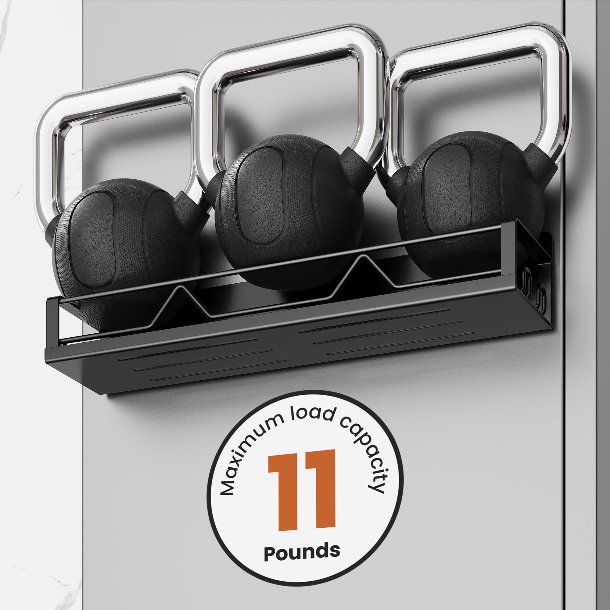 Mystozer 42 cm breites magnetisches Gewürzregal für Kühlschrank, 4 Stück, Metall-Kühlschrankregal, Schwarz