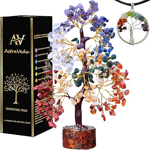 AstraVeda Árbol de 7 chakras, árbol de la vida, árbol de cristal, árbol de Feng Shui, árbol de energía positiva, regalo de meditación, cristales y