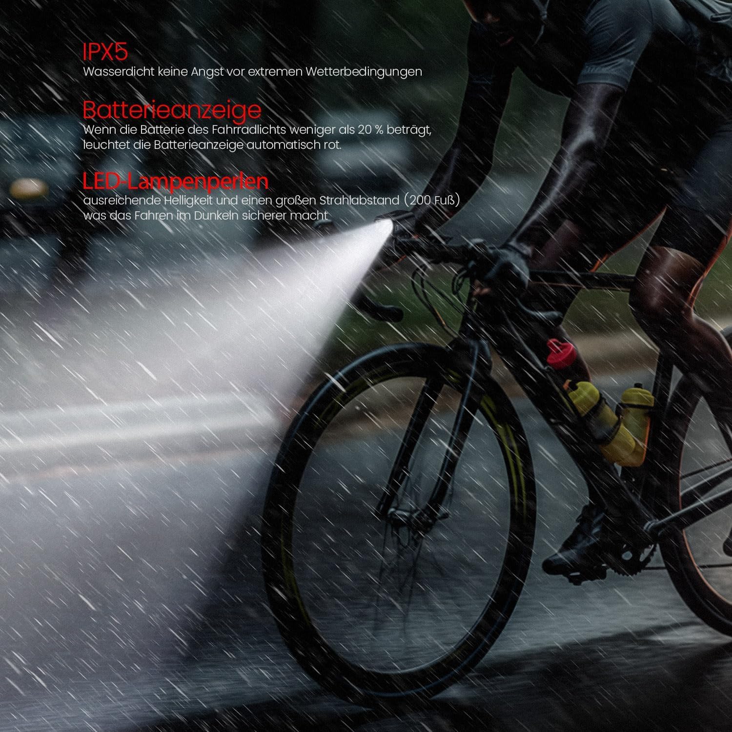 KCCYB Fahrradlicht Set,StVZO Zugelassen Vorne und Rücklicht,IPX5 Wasserdicht Fahrradlichter mit intelligentem Bremslicht,Wiederaufladbares Fahrradlampe für Nachtfahrten