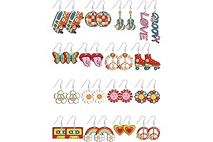 16 Pairs Groovy Hippie Earrings for Flower Power Vibes