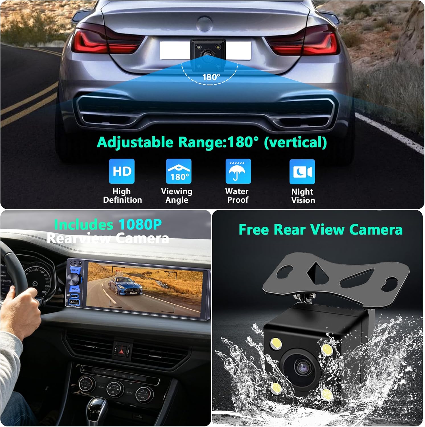LSLYA Single Din Car Radio, Touchscreen Car Stereo for Wireless and Wired Apple Carplay,Android Auto, Radio para Carro with Mirror Link, Car Radio with Backup Camera GPS USB&Type-C FM/AM SWC EQ MIC