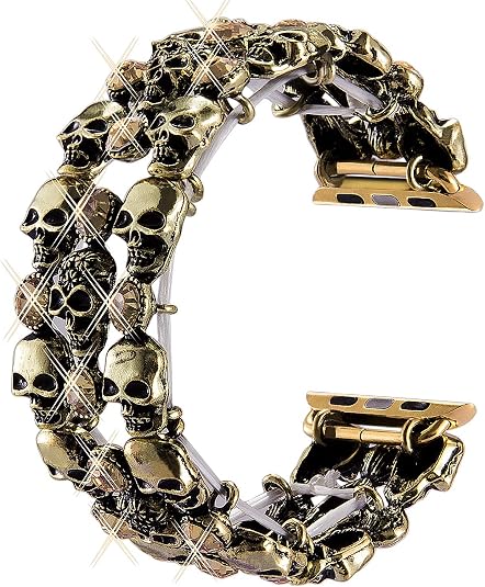 VIQIV Skull Gothic Bands for Apple Watch Women Stretchy Rhinestone 38-49mm