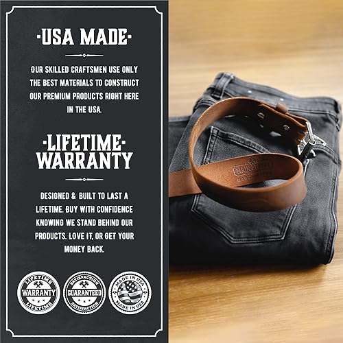 Miniatura 4 de Cinturón de cuero doble Fabricado en Estados Unidos Cinturón de cuero para hombres Cinturón de trabajo para hombre de dos puntas Cinturones