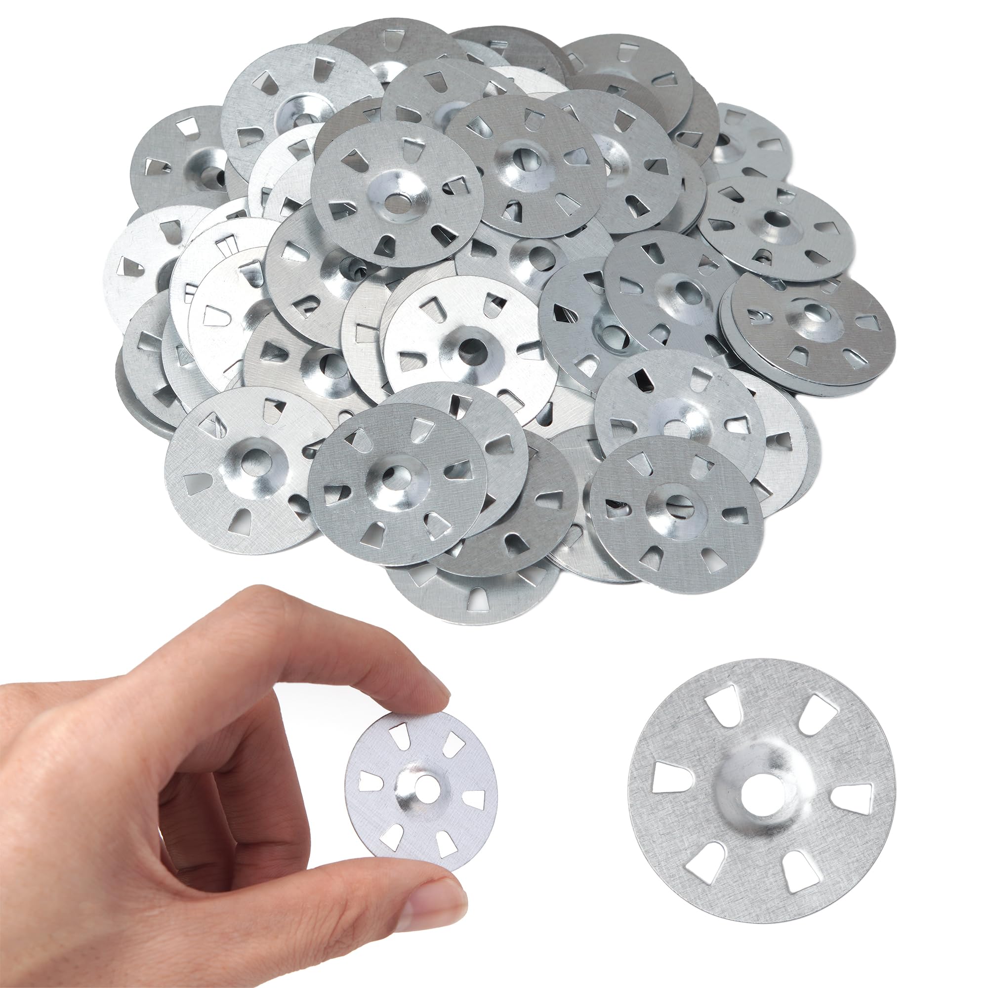 Zymuegist 500PCS 35mm Diameter Galvanized Steel Washers with Six Holes, Corrosion Resistant and Easy Fix Washers for Insulating Backer Boards, Plasterboard and Tiles (500)
