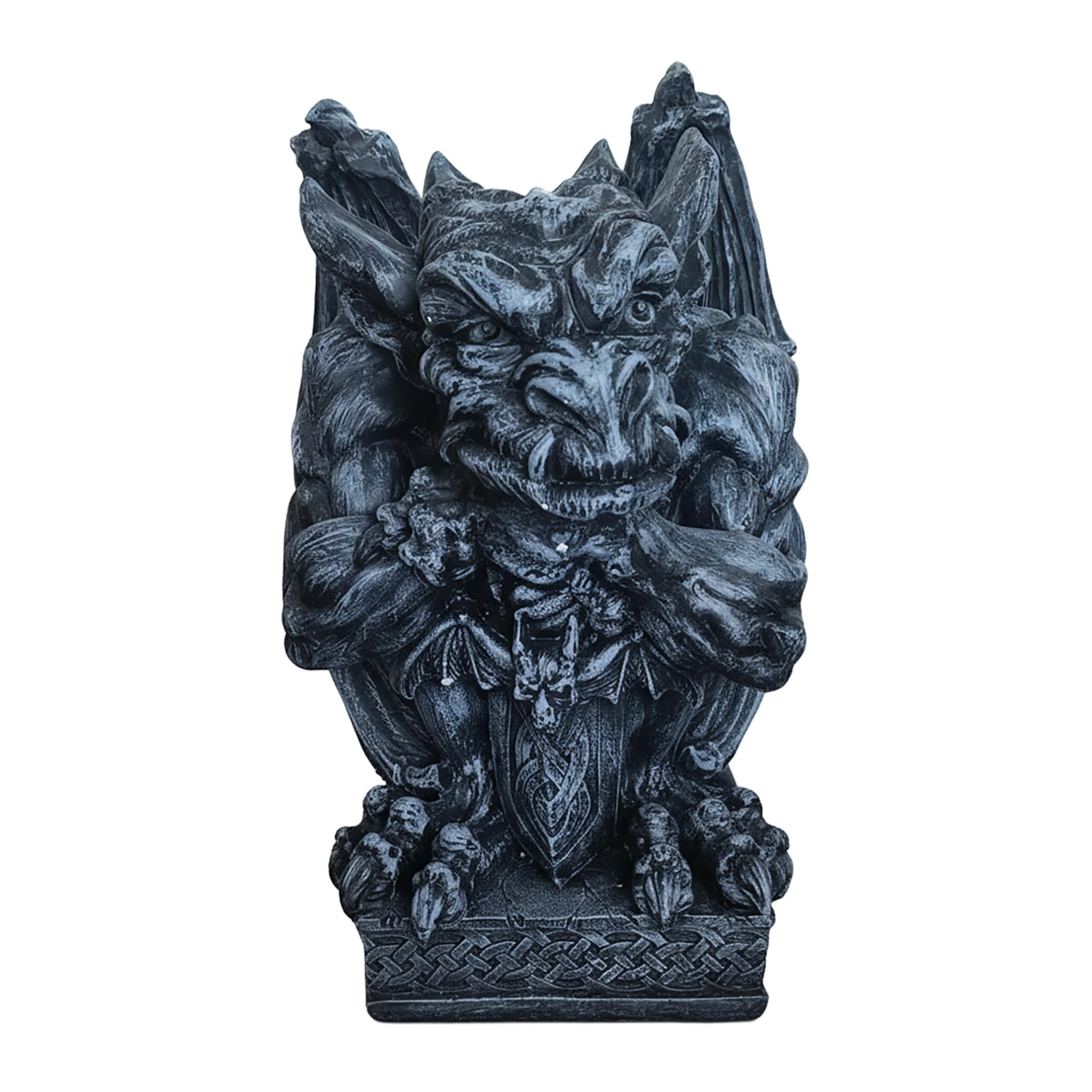 Relaxdays Gargoyle Figurine, Gothic Garden Ornament, HxWxD 42x28x28 cm, Polyresin, UV-resistant, Weatherproof, Grey