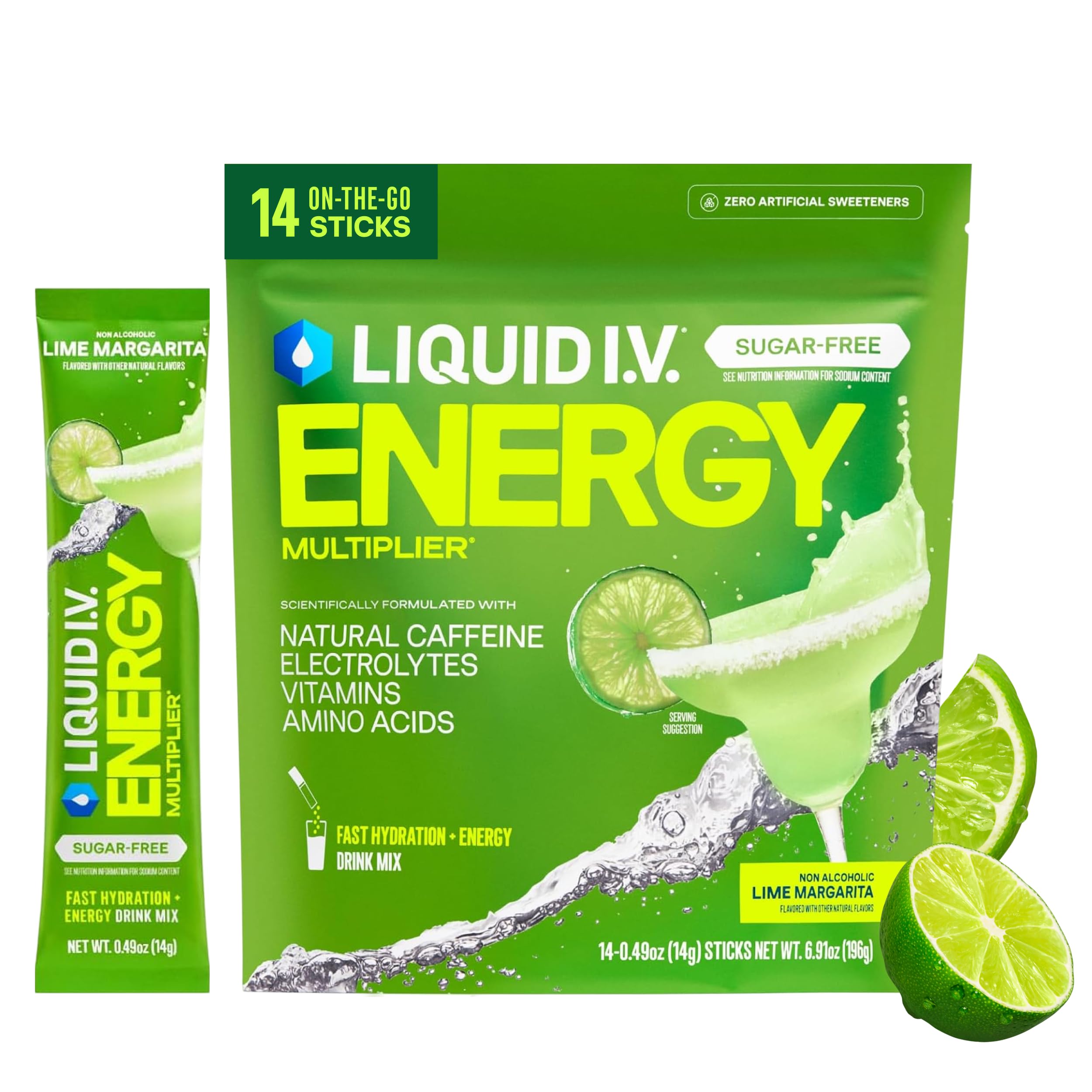 Liquid I.V. Sugar Free + Energy Electrolytes, Strawberry Kiwi, 14 Count — Amazon image 11