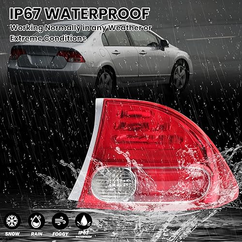 Miniatura 3 de Clidr Lente de luz trasera para Honda Civic 2006 2007 2008 sedán de 4 puertaslado del pasajero híbrido HO2801165 33501-SNA-A02 (derecha)