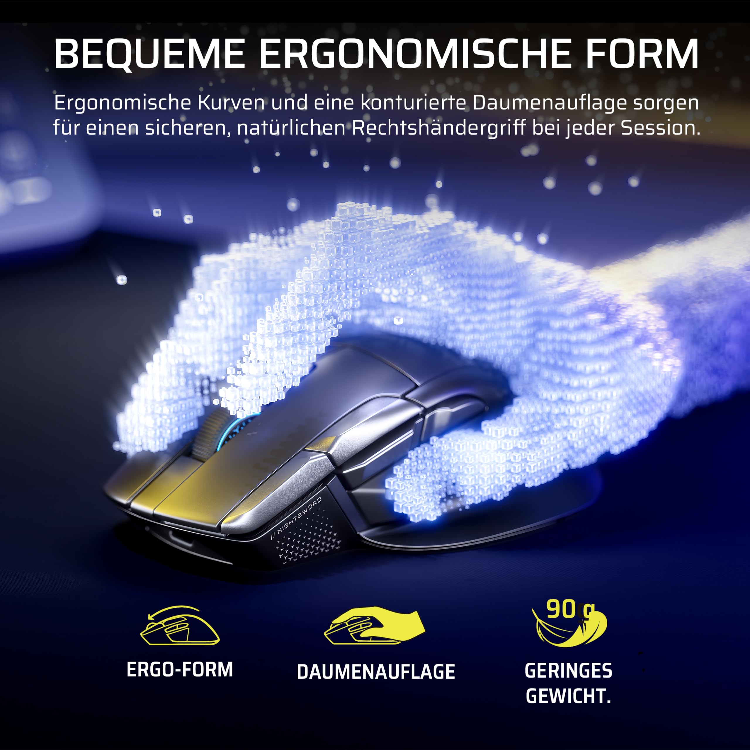 Corsair NIGHTSWORD v2 Wireless SD Gaming-Maus – Schwarz | Stream Deck-Taste, 8000Hz Hyper-Polling, 33K DPI, Ergonomisches Design, Bis zu 170 Stunden Akkulaufzeit