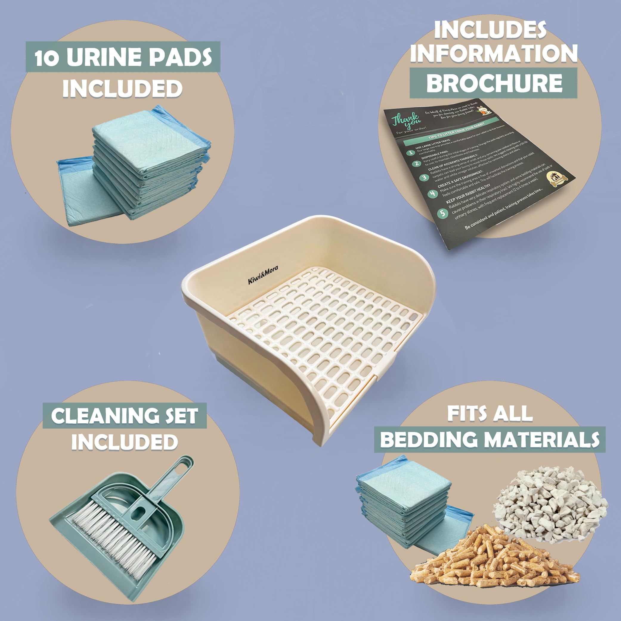 Rabbit Litter Box - Extra Large Bunny Litter Box, Easy to Clean and Disassemble, Prevents Odors and Stains. Training Toilet Pan for Guinea Pig, Hamster, Kitty, Ferret, Galesaur,Chinchilla - image 4