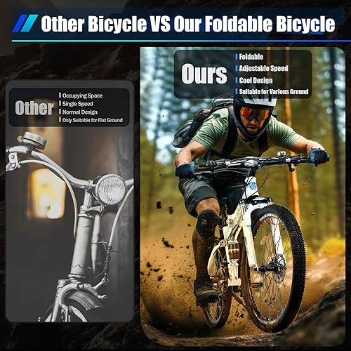 Miniatura 6 de TFCFL 26" Folding City Bike Bicycle, 21-Speed Folding Bicycle for Adult, Camping Bicycle, Height Adjustable Folding Bike,with Mudguard, Mountain