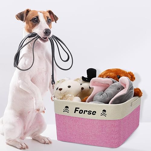 Miniatura 6 de Zhamate Personalized Dog Toy Basket with Pet's Name, Custom Dog Toy Bin, Sturdy Foldable Collapsible Storage Box, Dog Toy Box with Handles for Dog