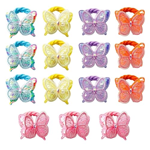 15 elastici per capelli a farfalla, per ragazze e bambini