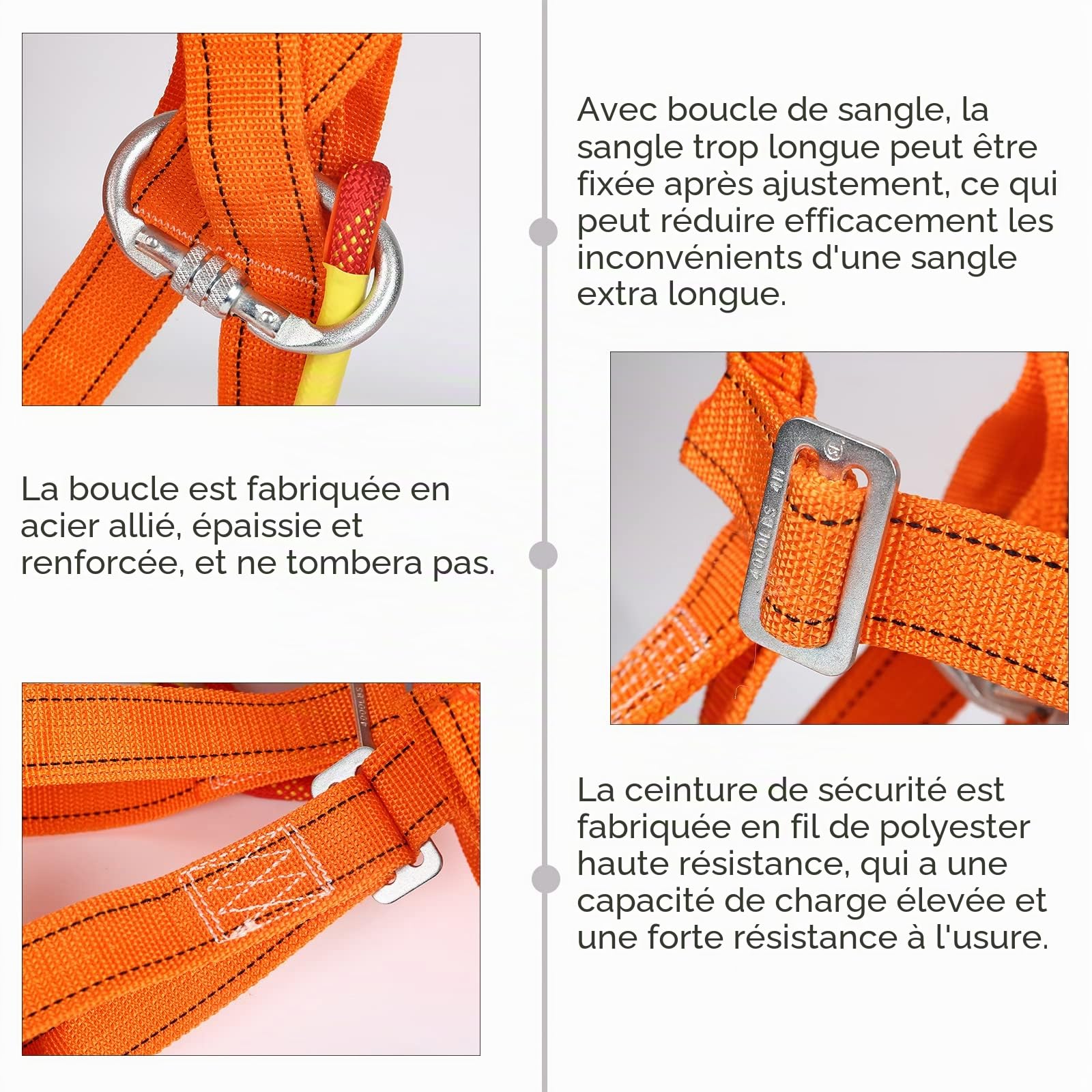 Ceinture de sécurité anti-chute - Kit de protection anti-chute - Ceinture de sécurité multi-usages - Hauteur complète du corps - Travail d'air - Protection contre les chutes - Ceinture d'escalade réglable pour l'escalade des arbres