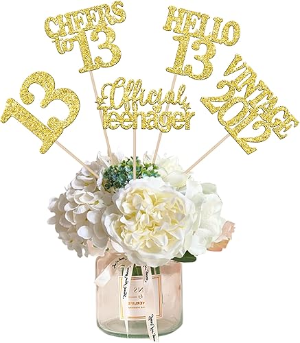 15 piezas de centro de mesa de feliz cumpleaños 13 palos oficiales para adolescentes vintage 2012 Hello 13 centros de mesa de flores palos saludos a