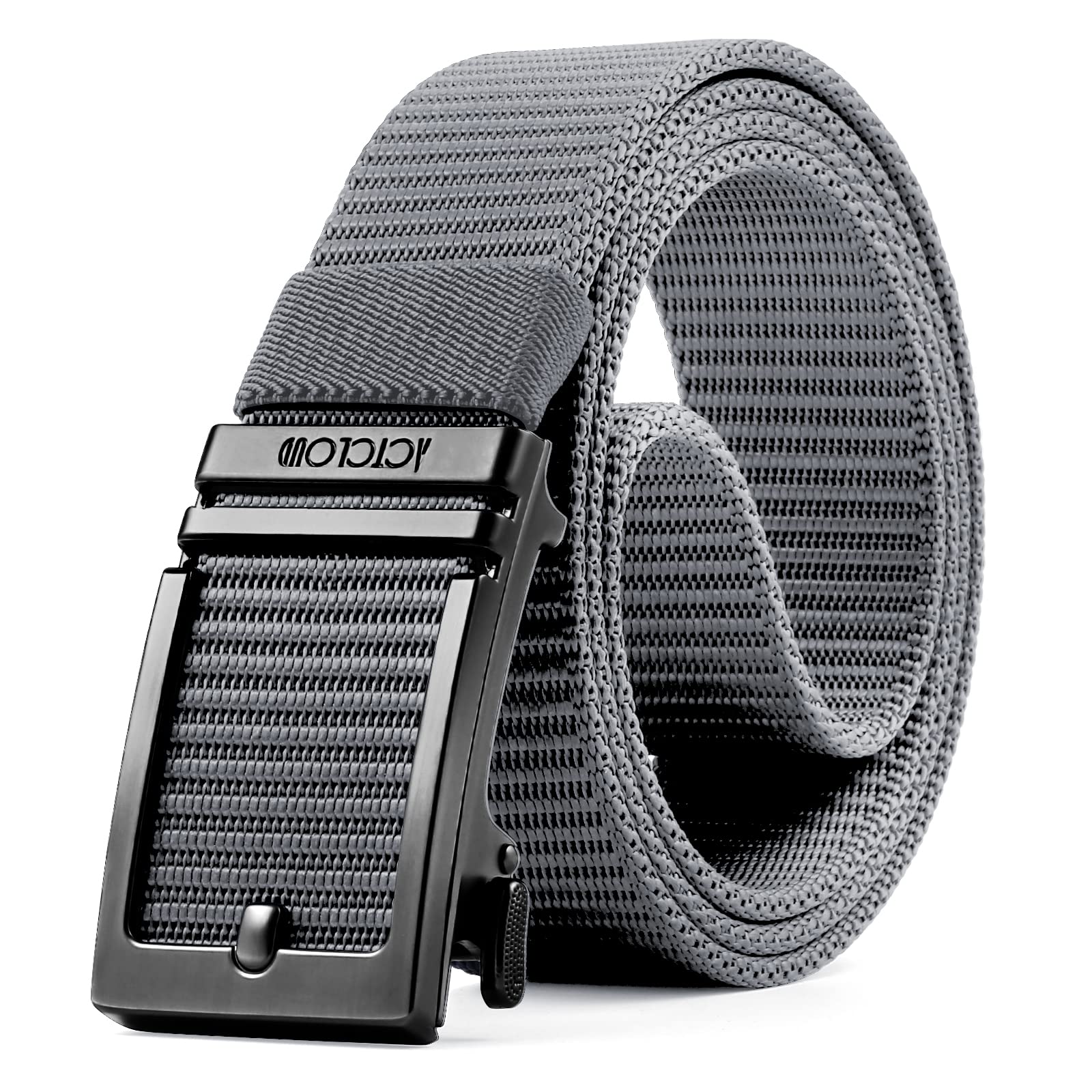 ACTCLOUD Ratchet Belts for Men, Tactical Gun Belt Nylon Web Golf Belt with Automatic Slide Buckle (M-for Waist 36