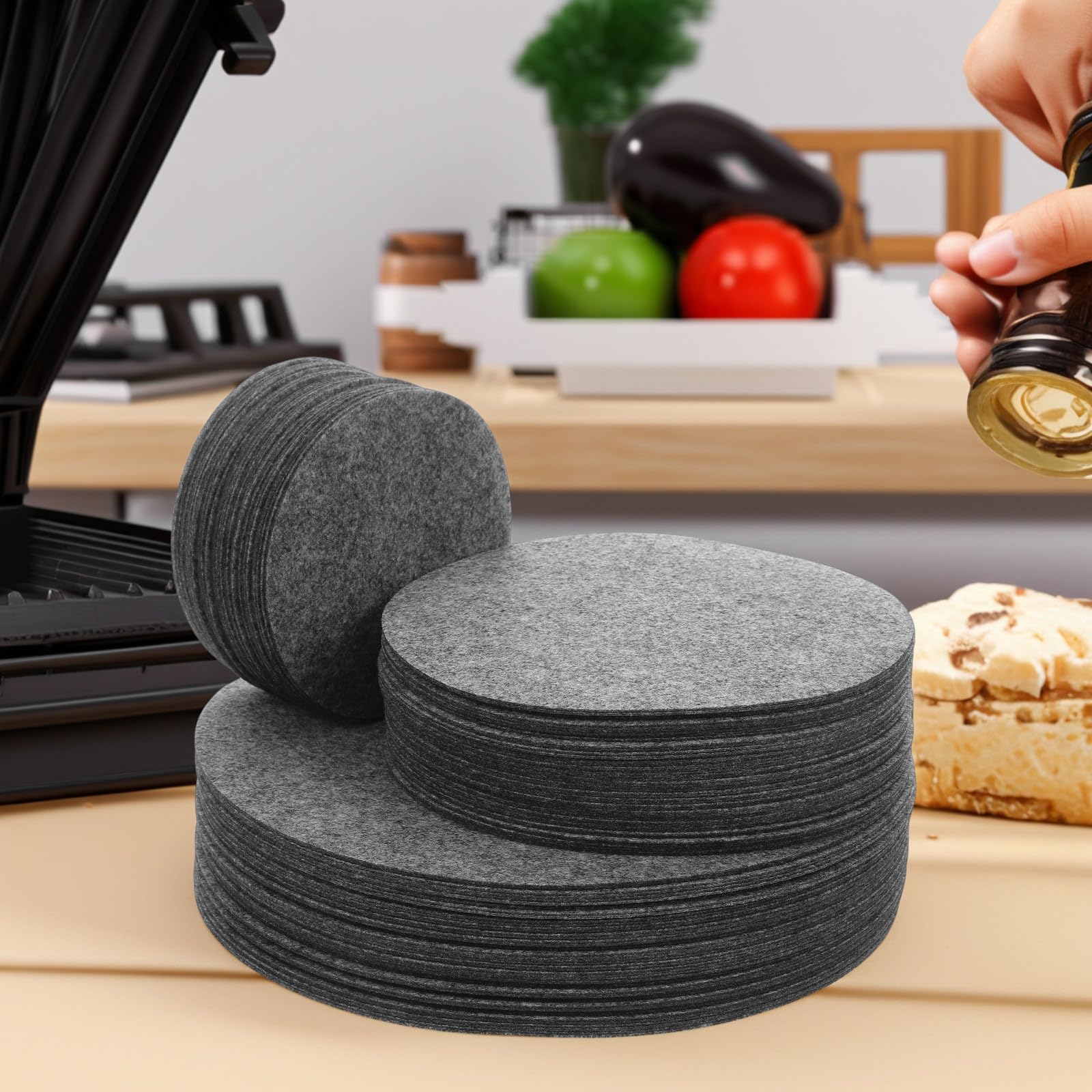 144 Protectores de Ollas y Sartenes de Fieltro Redondos para Cocina en Casa y Restaurante, Separadores de Platos para Evitar Arañazos y Almacenamiento Seguro