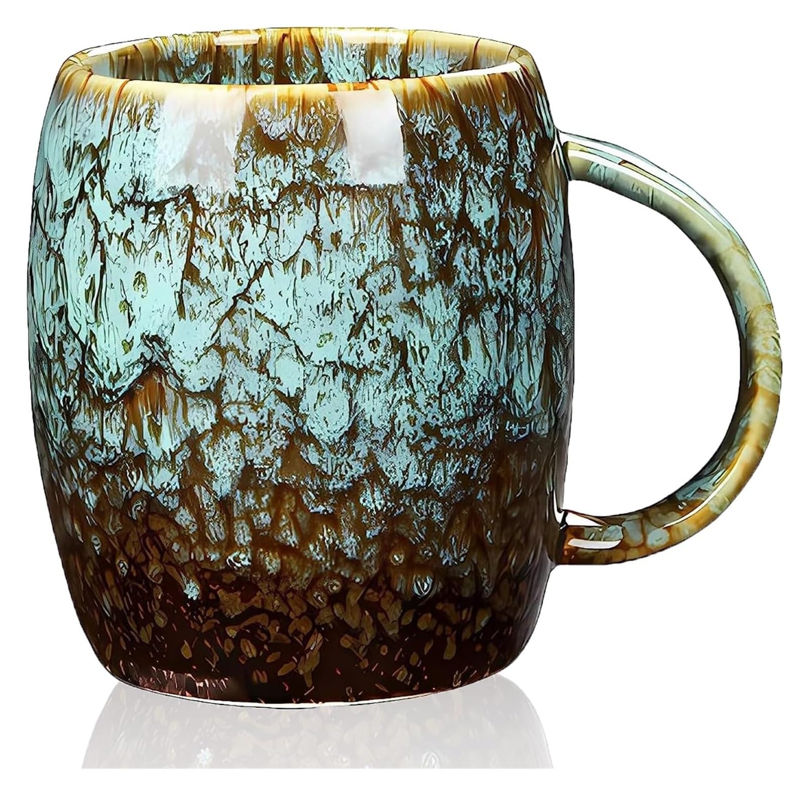 KUKUUU Ceramic Mugs Cup Coffee Mug,450ML Ceramics Coffee Cup,Stoneware Coffee Mugs,Stoneware Coffee,Large Tea Cups Mugs,Porcelain Coffee Mug (Color : Green)