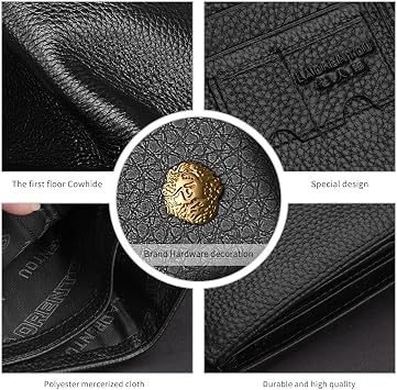 LAORENTOU Genuine Leather Wallets for Men, Gift Box Packing Men's Slim Wallets Credit Card Holders Casual Men Purses