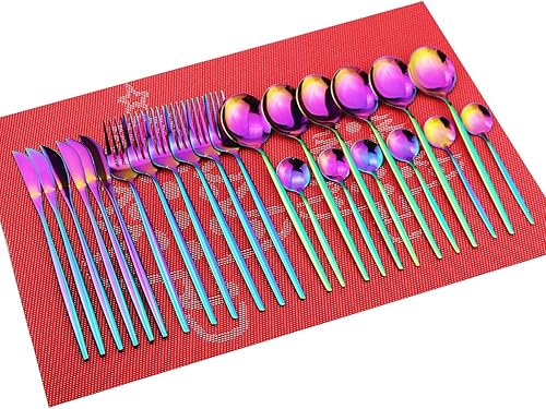 Miniatura 2 de Set de cubiertos Gugrida, juego de cubertería reutilizable, de acero inoxidable 18/10, set de cubiertos reflejantes, ideal para reuniones familiares