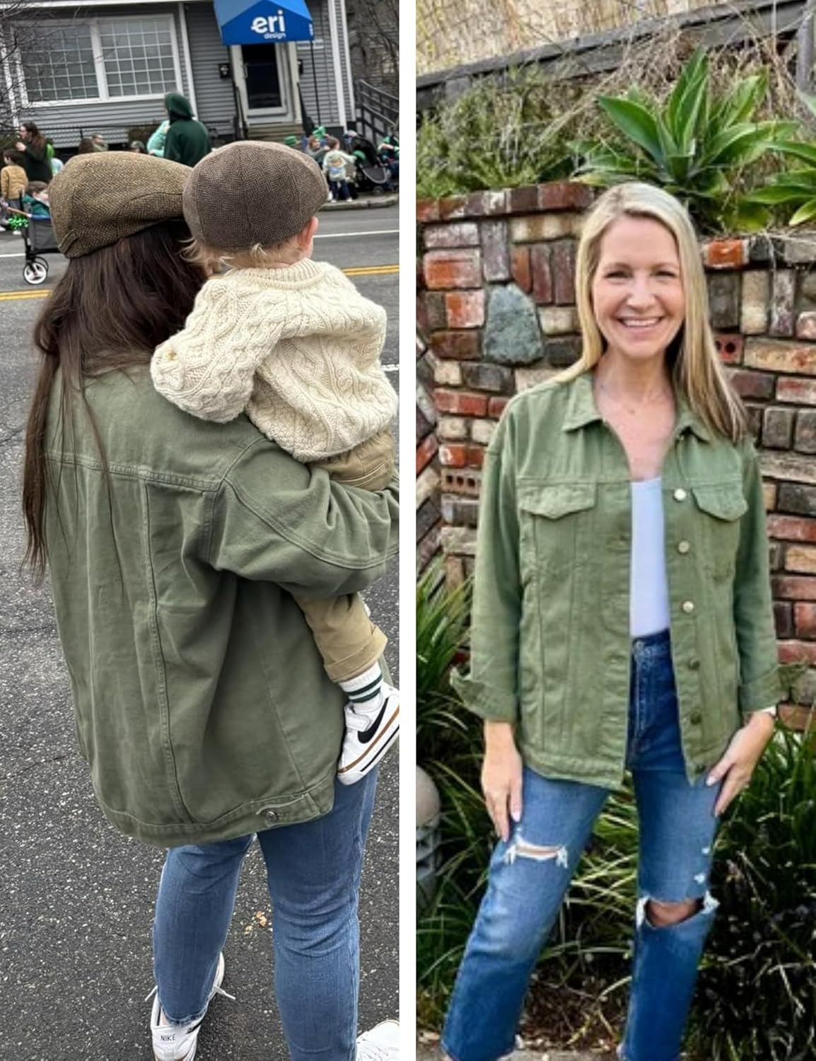 Omoone Women’s Oversized Mid Long Denim Jacket Jean Biker Coat