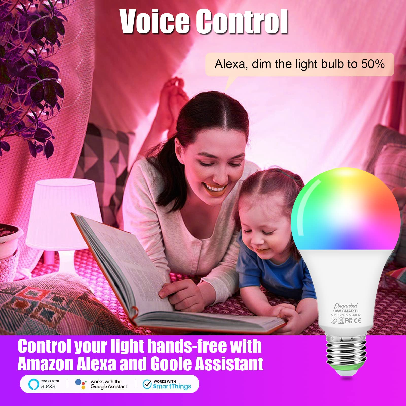 Alexa Bulbs E27 Smart LED Bulb, 10W WiFi Color Changing