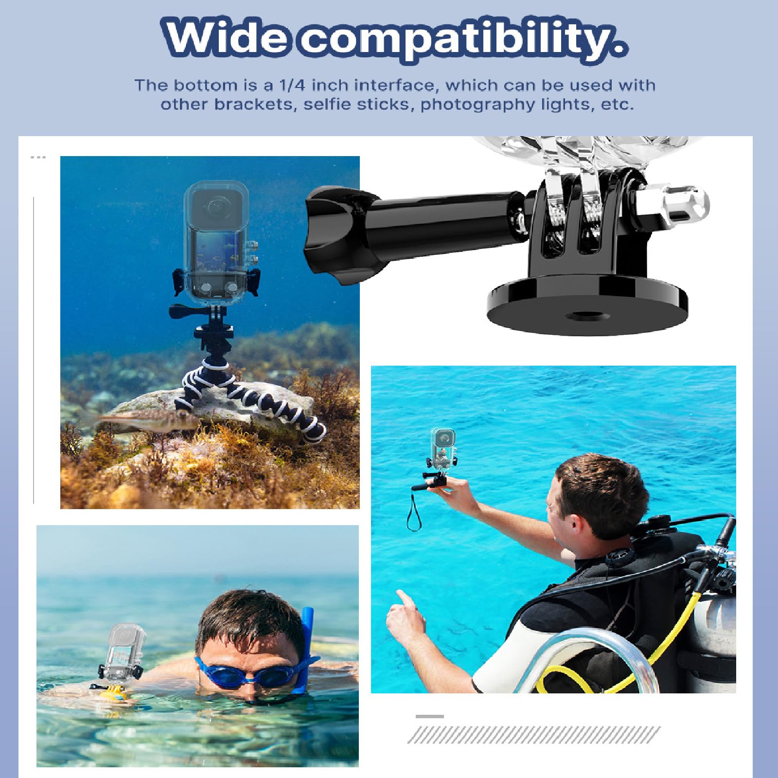 Étui de plongée pour Insta360 X3, étui de plongée invisible pour caméra d'action Insta 360 x 3, étanche 45 m, coque de protection pour plongée sous-marine avec support de montage pour 360 One