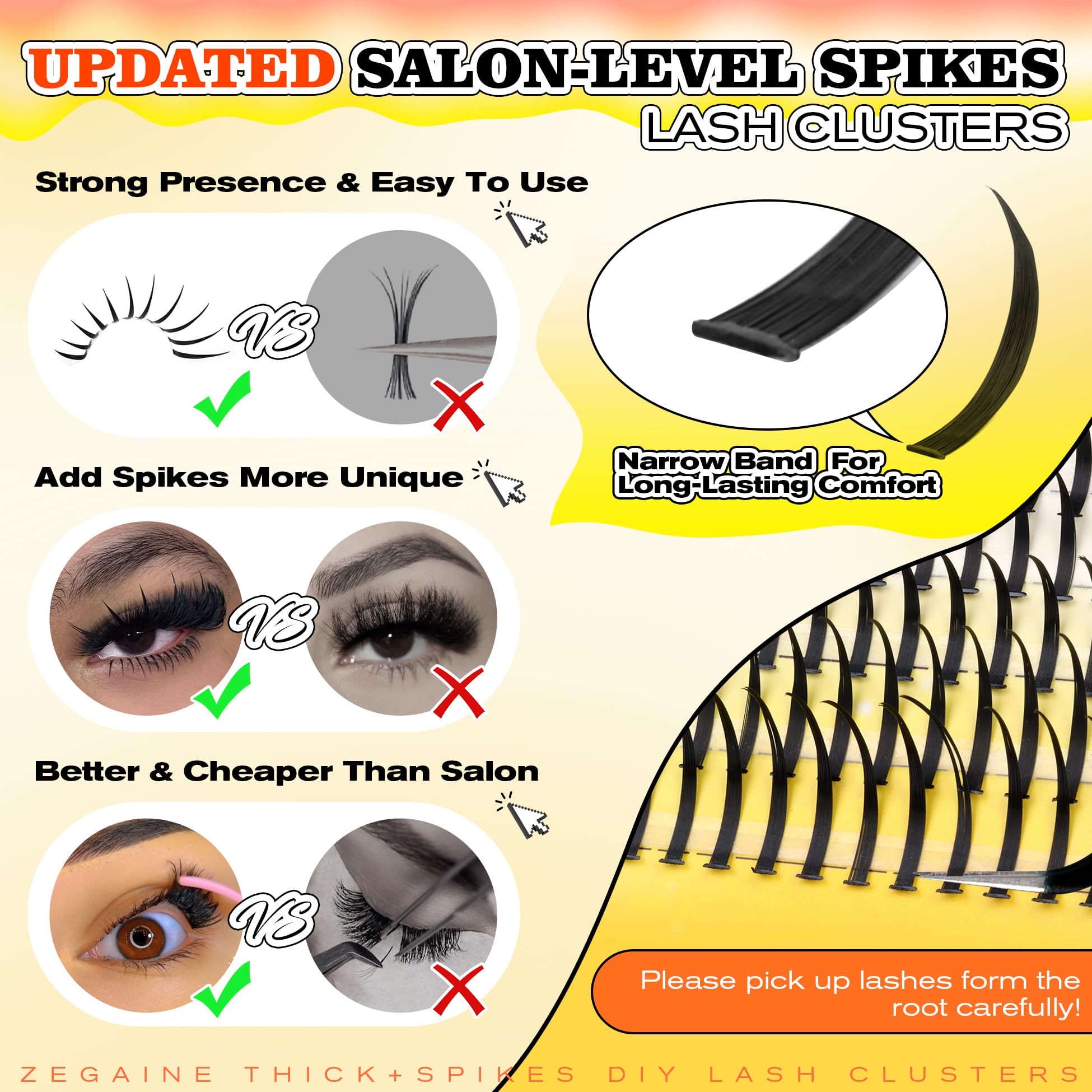 200D Fluffy Lash Clusters With Spikes Thick Eyelash Cluster 13-21MM Long Spikes Lash Clusters Fluffy Individual Lashes Volume Eyelash Extensions Mega DIY Lash Extensions 10-18MM 196Pcs by Zegaine - Image 4
