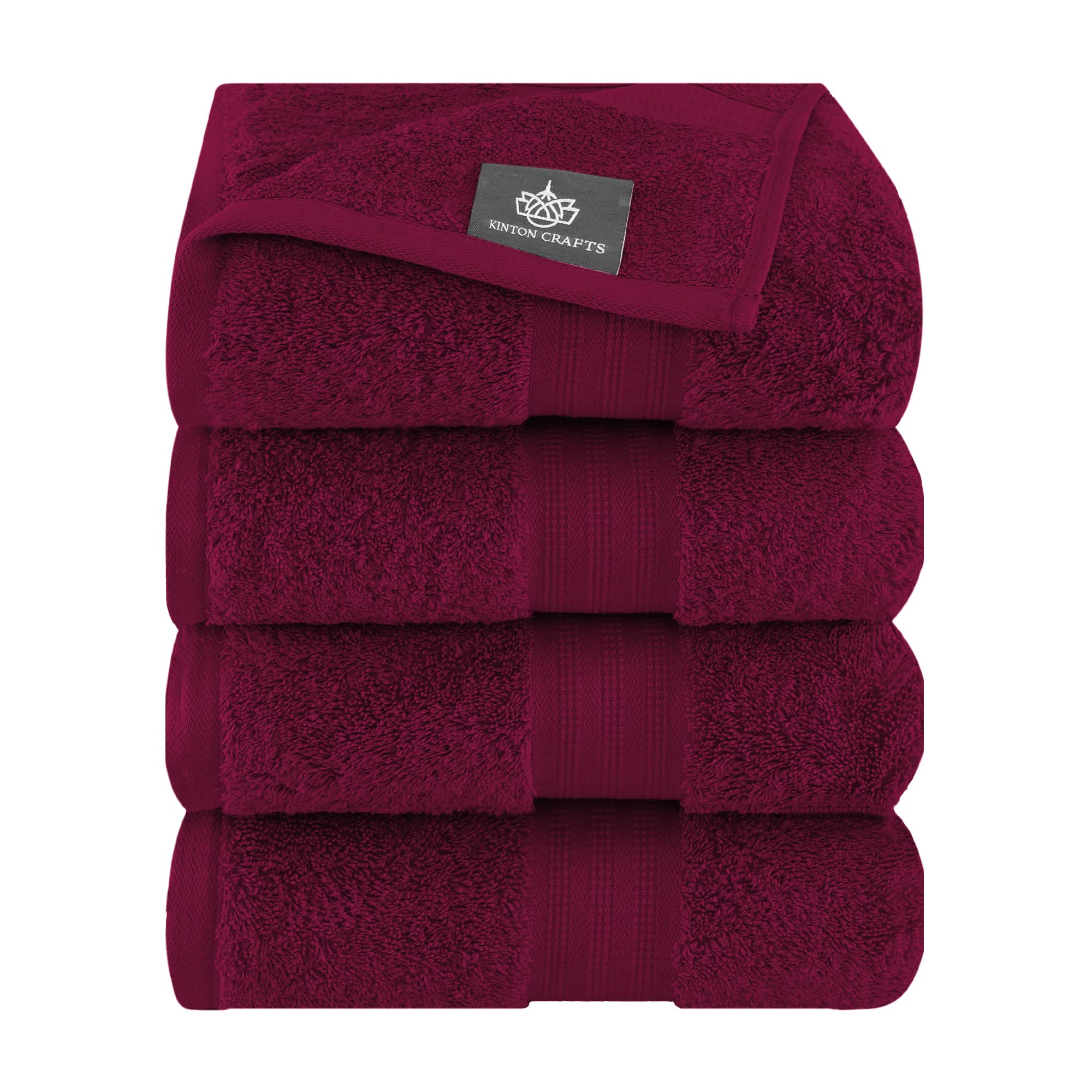 Kinton Crafts Premium Bath Towels Ultra Soft (Pack of 4-70x140cm- 580GSM) Cotton Towels for Bath|Luxury Fast Drying|High Absorbency|Ideal for Multipurpose Home|Gym|Spa|Hotel|Lightweight- Burgundy