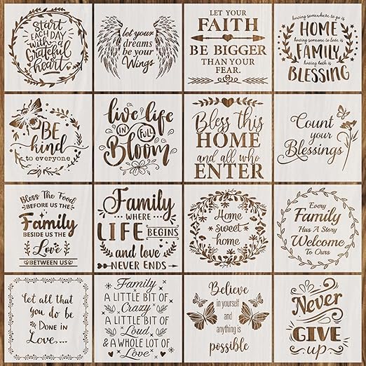 16 Pieces Inspirational Word Stencils Kit Motivational