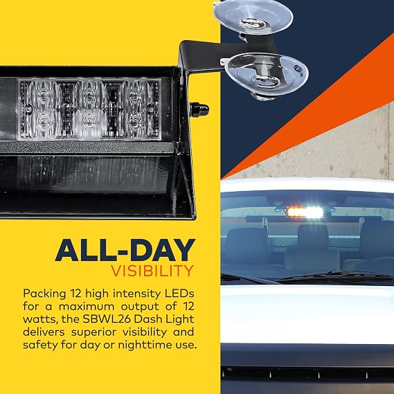 LAMPHUS SolarBlast 12W Amber LED Police Warning Strobe Dash Light for Truck